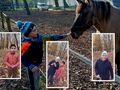 kolaż zdjęć przedstawiający park w SOSW w Konarzewie uczniów oraz konia