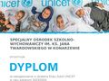 dyplom dla sosw w konarzewie za zaangażowanie w działania klubu szkół unicef w roku szkolnym 2023 2024