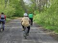 wychowankowie jadą rowerami zdjęcie z tyłu