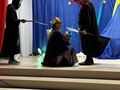 uczniowie odgrywają jasełka na scenie spotkanie Heroda ze śmiercią i lucyferem