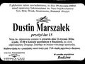 nekrolog Dustin Marszałek przeżył 15 lat msza święta odprawiona zostanie dnia 22 stycznia 2026 r. o godz. 11 00 w kościele parafialnym w Baszkowie