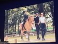Zdjęcie podczas prezentacji uczeń z nauczycielami miting jeździecki